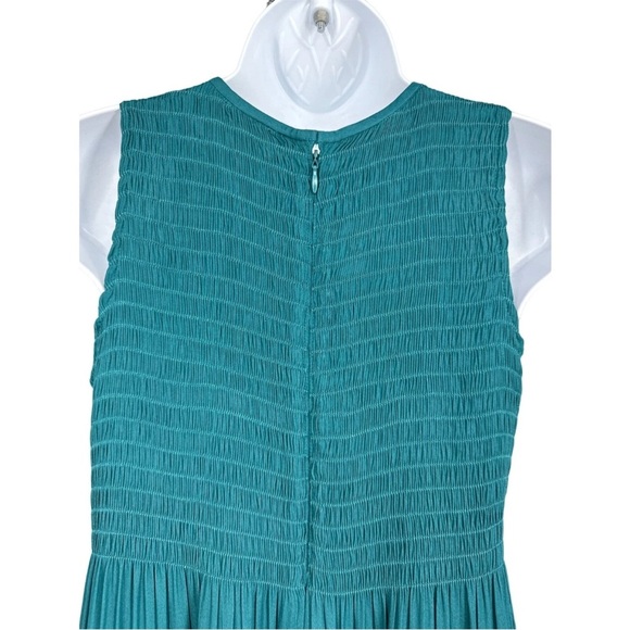 Ann Taylor Smocked Bodice Sleeveless Maxi Dress Emerald Green Size 4 - Picture 3 of 16